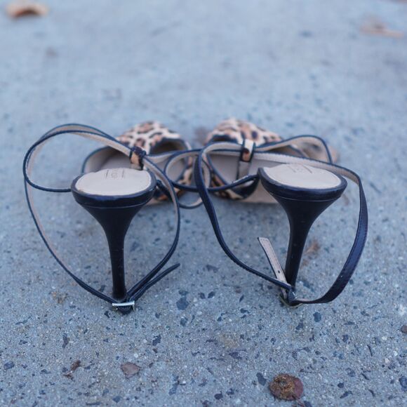 Antonio Melani Calf Hair Leopard Print Ankle Strap Heels 9.5M Leather - Picture 7 of 10